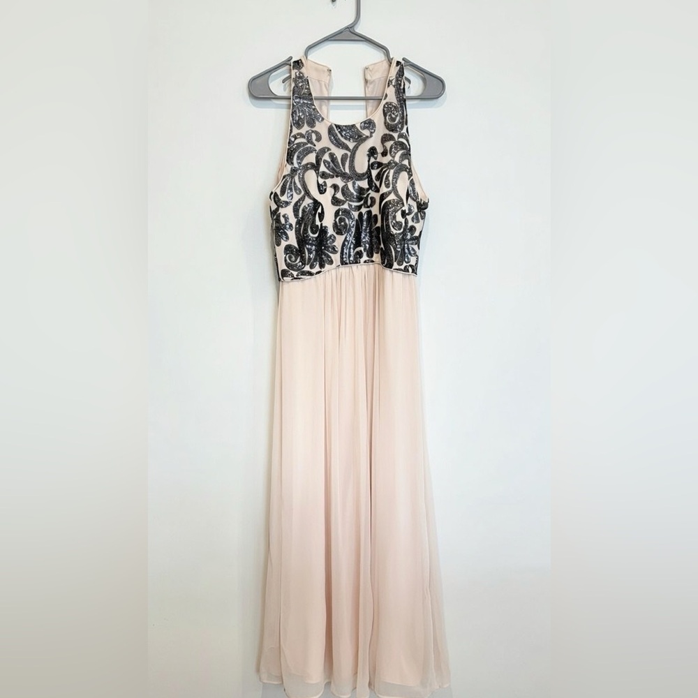 Vince Camuto Peach and Silver Sequined Maxi Dress